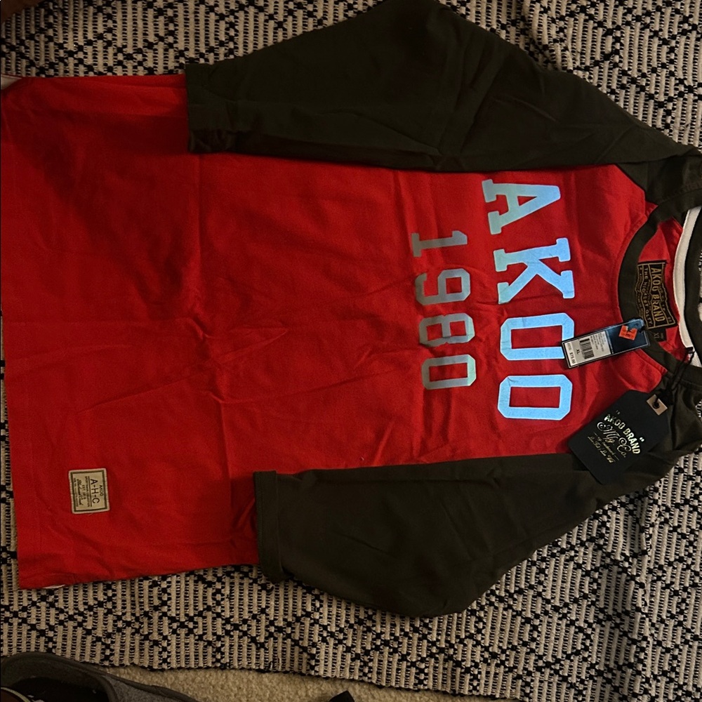 AKOO Kids Red and army green  Long Sleeve Tee